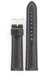 Watchband Genuine Crocodile 22mm Black