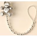 Color Beads Pacifier Clip Silver with Bear Clip