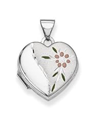 Genuine IceCarats Designer Jewelry Gift Sterling Silver Floral 15Mm Heart Locket