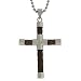 Stainless Steel Cable Cross Pendant w/ Brown Plating, 22''