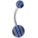 Black BLUE RACING STRIPE Belly Button Ring