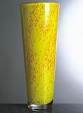 Tapered Yellow and Orange Spotted Vase