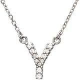 14k White Gold Diamond Y Alphabet Initial Letter Necklace (GH Color, I1 Clarity, 1/10 Cttw)