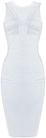 Norboe Women's White Luxurious Sleeveless Printing Sexy Party Dress (M)