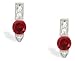 14K White Gold Genuine Round Ruby and Diamond Earrings