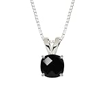 10k White Gold Checkerboard Cushion Black Onyx Gemstone Pendant Necklace (8mm 1.95 ct), 18