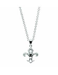 OWC Sterling silver Fleur de Lis Pendant w.0.075 diamonds