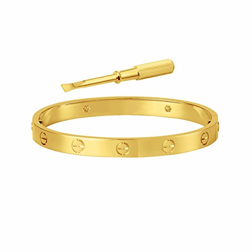 Love Bracelet GoldTone, Designer Inspired Love Screw Head Bangle