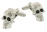 Menacing black crystal skull cufflinks with presentation box