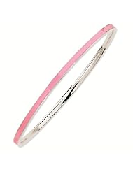 Sterling Silver Stackable Expressions Pink Enamel Bangle Bracelet - Stackable Jewelry Collection