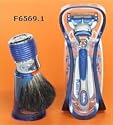 Omega Blue Sport Pure Badger Shaving Set with Shaving Brush, Stand, Gillette Fusion Razor and Blades in Gift Box- Made in Italy-#F6569.1