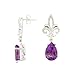 Sterling Silver Pear Shaped Amethyst and Cubic title=