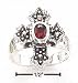 Sterling Silver Marcasite Cross With Garnet Ring 5-9 - Size 6.0
