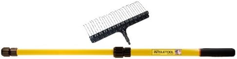 Inteletool IDR24 Heavy Duty Commercial Grade Interchangeable 21 Inch Debris Leaf Rake Tool Head with 2-4 Foot Rubber Gripped Telescopic Pole IMPROVED VERSION- NOT COMPATIBLE WITH 1st VERSION