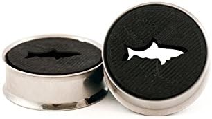 Pair of Shark Black, Plugs, Flesh Tunnel Ear Gauges with Double Flared 316L Stainless Steel