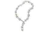 Natural Colored 12mm Keshi Pearls Set on a 14K White Gold Matte-Finish Hand-Crafted Open Link Adjustable Lariet Necklace.