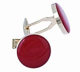 Gold plated and red enamel cufflinks with presentation box