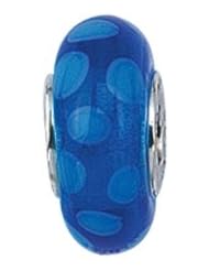 925 Sterling Silver Blue & Lite Blue Circle Murano Glass Bead, For Chamilia, Pandora, Biagi, Personality, Reflections And More Charm Bracelets