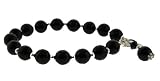 Faceted Black Onyx and Sterling Silver Bracelet with Swarovski Crystal, 7