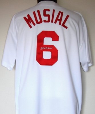 Stan Musial Hand Signed St. Louis Cardinals White/Home Jersey with Autographed Letter from Stan