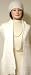 Knitted White Color Acrylic Sixty Five By Eight Inches Scarf Hat Set with Sparkling R...