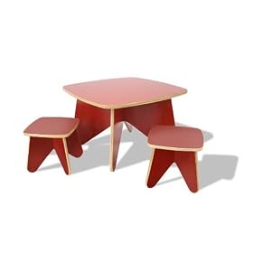 Eco-friendly Kid's Project Table Set with 2 Stools in Fire Finish