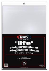 (100) BCW Life Magazine Size Bags / Covers