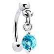 Top Down Blue Gem Dangle Round Solitaire Eyebrow Ring