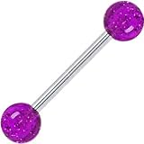 Barbell - Glittering Grape GLITTER Tongue Ring