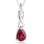 Pear Cut Ruby Pendant Necklace Sterling Silver