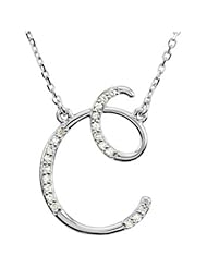 14K White Gold 1/10 ct. Diamond Initial "C" Necklace