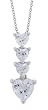 Platinum Plated Sterling Silver White Cubic Zirconia 3-Heart Pendant, 16+2 Extender