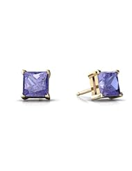 Genuine Tanzanite 14kt Yellow Gold Stud Earrings