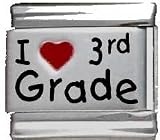 Clearly Charming I Heart 3rd Grade Red Heart Laser Italian Charm