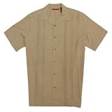 Axis Big & Tall Solid Pleated Front Camp Shirt - Tan and Black