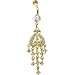 24kt Gold Plated Cubic Zirconia Eden Chandelier Belly Ring