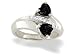 14K White Gold Genuine Heart Black Onyx and Diamond Bypass Ring