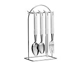 24PC TAFA WHITE CUTLERY SET ON WIRE STAND FOR HOME/HOTEL/RESTAURANT