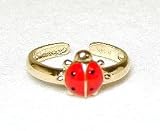 14k Ladybug Enamel Adjustable Toe Ring