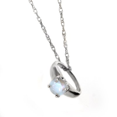 10K WG March Birthstone Small Ring Charm-Aquamarine w/18