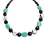.925 Silver, Turquoise & Onyx Necklace- 16+ IN