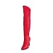 Vanity 4 Inch ll-On Cuffed Knee Boot, 1/2 Inside Zip Red Leather Pleaser