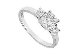 Three Stone Diamond Engagement Ring : 18K White Gold - 1.00 CT Diamonds