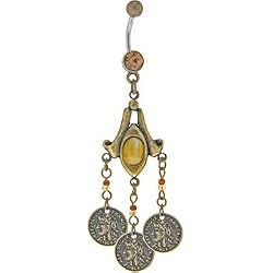 Antiqued Mazuma Coin Chandelier Belly Ring