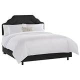 Shirred Headboard Black Velvet Bed (Full)