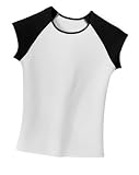 NEW District Threads - Ladies Cap Sleeve Raglan Tee White/Black-1X