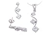 Sterling Silver Past Present and Future Polished Earring and Necklace Set