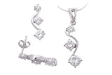 Sterling Silver Past Present and Future Polished Earring and Necklace Set