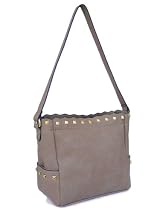 Passion Faux Oak Leather Medium Shoulder Handbag With Gold Studs