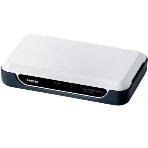 画像をクリックして拡大イメージを表示 安いLogitec 10/100Mbps スイッチングHUB 5ポート 電源外付 プラスチックケース ホワイト LAN-SW05/PH